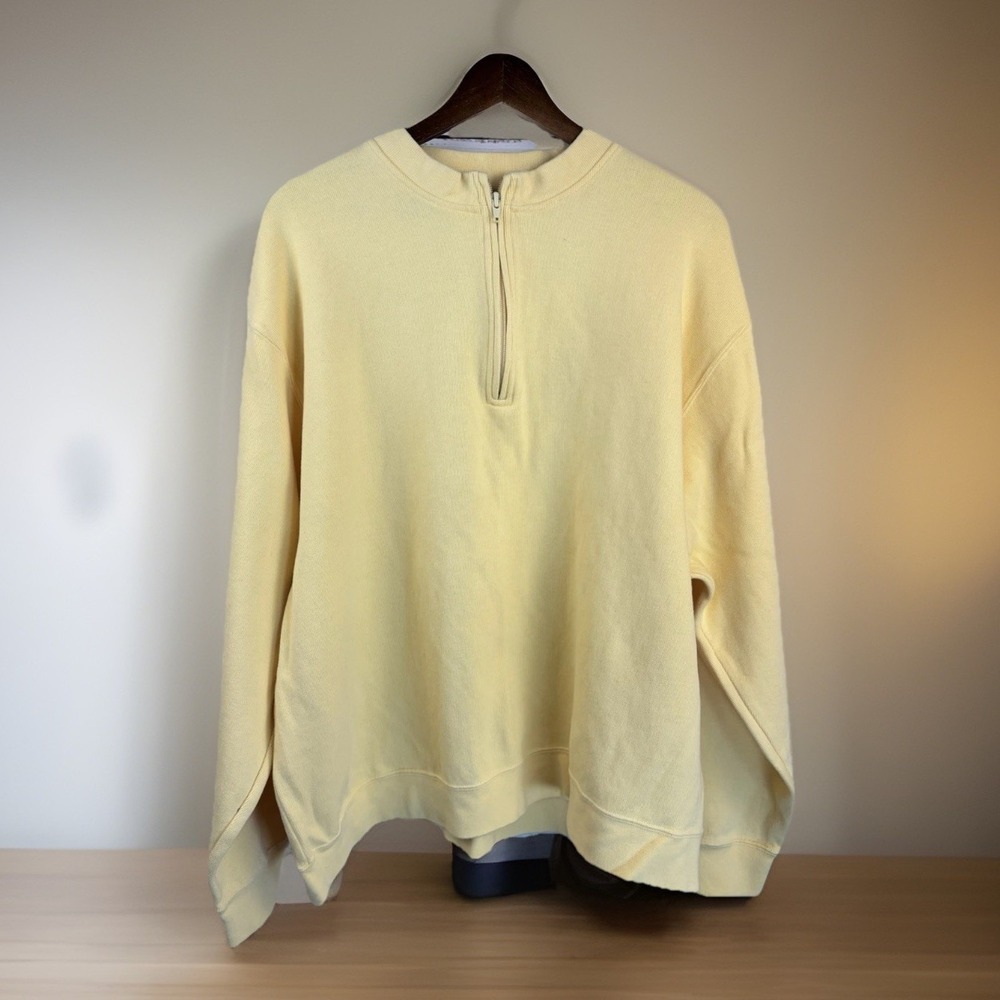 Orvis Sweatshirt Butter Yellow Softest Quarter Zip Pullover Sweater XXL Cotton